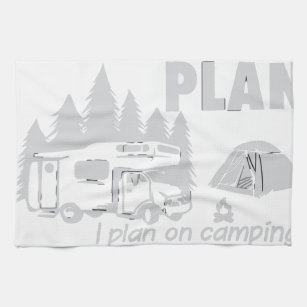 Happy Camper Dish Towel - White Or Gray