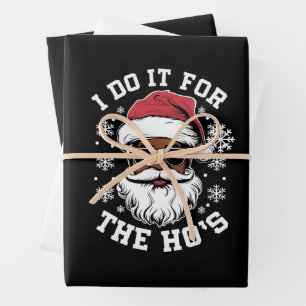 I Do It For The Hos Christmas African Santa  Wrapping Paper Sheets