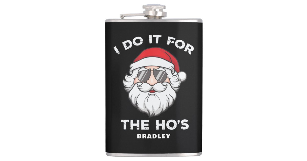 Funny Christmas Retro Rum Drinking Woman Holiday Hip Flask, Zazzle