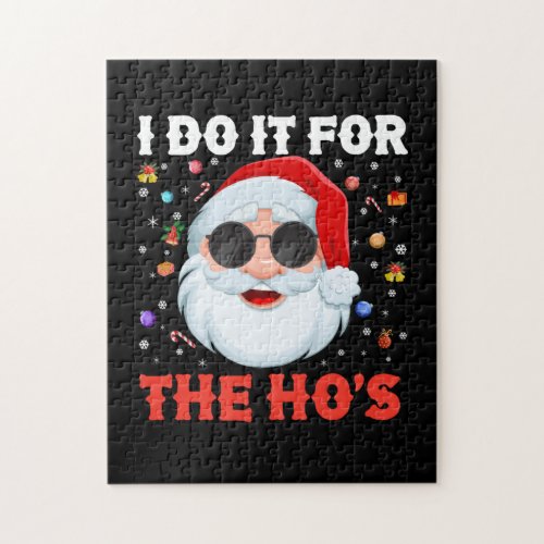 I Do It For The Hos Funny Inappropriate Christmas Jigsaw Puzzle