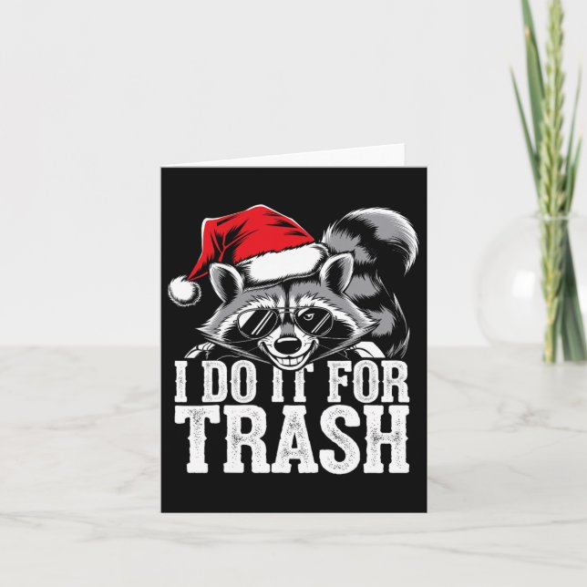 I Do It For The Trash Funny Possum Christmas Santa Card (Front)