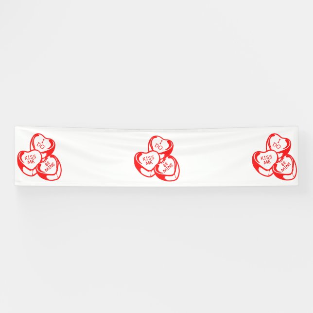 I Do Kiss Me Be Mine Valentine's Day 2.5x12 Vinyl Banner (Horizontal)