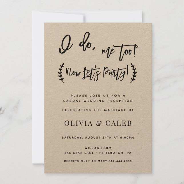 I do me too Reception Only Invitation (Front)