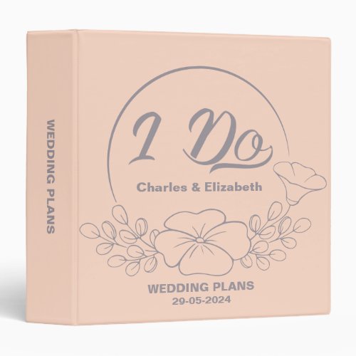 i do modern wreath grey  pink plans album wedding 3 ring binder