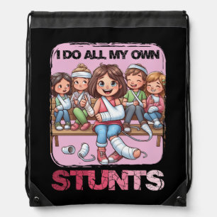 I Do My Own Stunts Broken Arm Get Well Soon Arm In Drawstring Bag