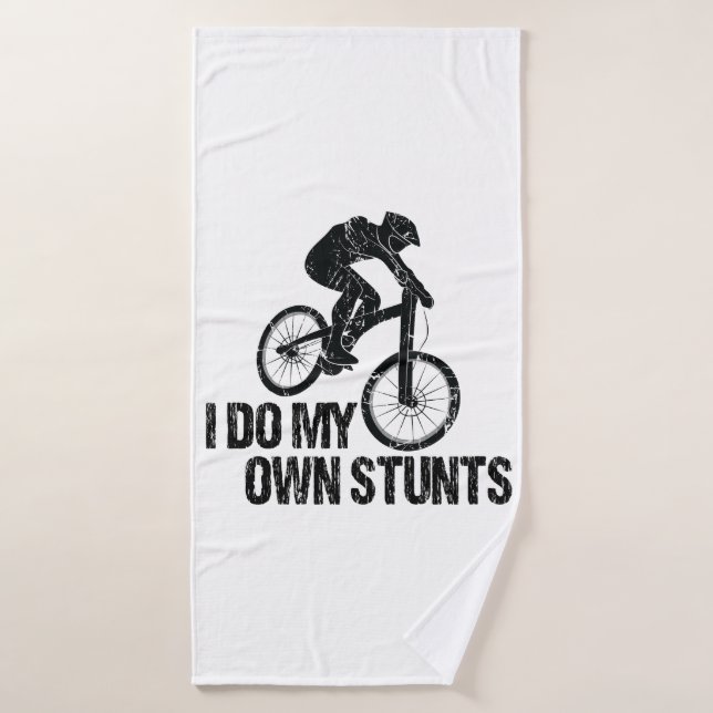 I Do My Own Stunts Downhill Biking Funny Bath Towel (Bath Towel)
