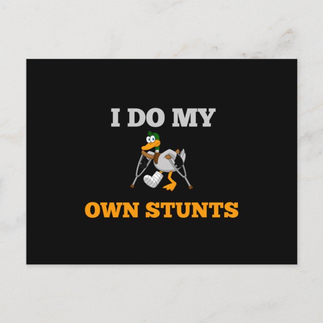I Do My Own Stunts Funny Duck Postcard (Front)