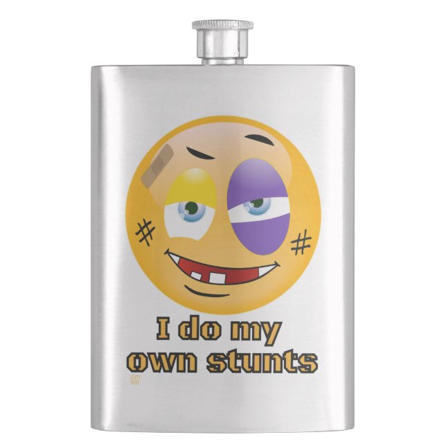 "I DO MY OWN STUNTS " funny          Flask (Front)