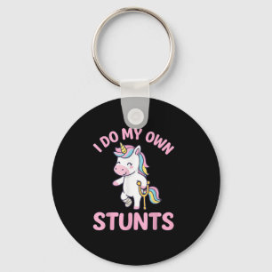 I Do My Own Stunts Girls Broken Leg Get Well Injur Keychain