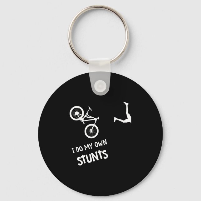 I Do My Own Stunts Mountain Bike Keychain (Front)