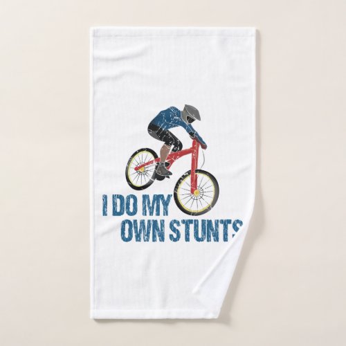 I Do My Own Stunts Mountain Biker Vintage Hand Towel