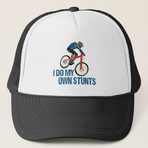 I Do My Own Stunts Mountain Biker Vintage Trucker Hat