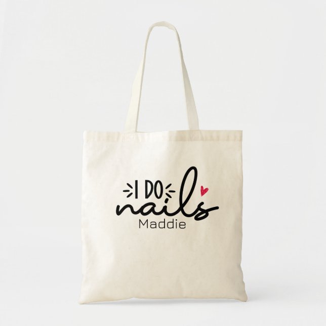 I Do Nails Red Heart Personalized Budget Tote Bag (Front)