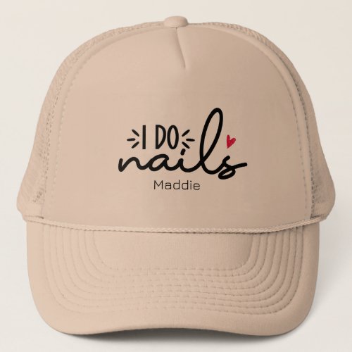 I Do Nails Red Heart Personalized   Trucker Hat