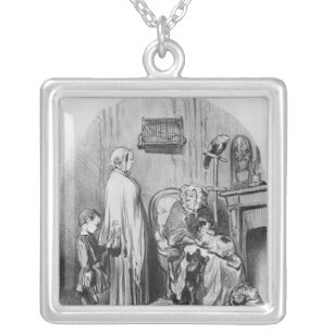 I do not hire people with children silver plated necklace
