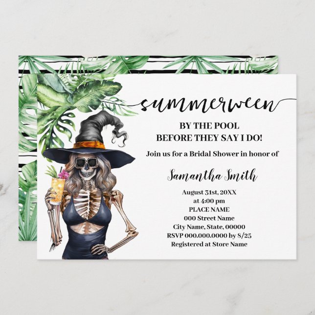 I do Party by the Pool Summerween Bridal Shower Invitation (Front/Back)