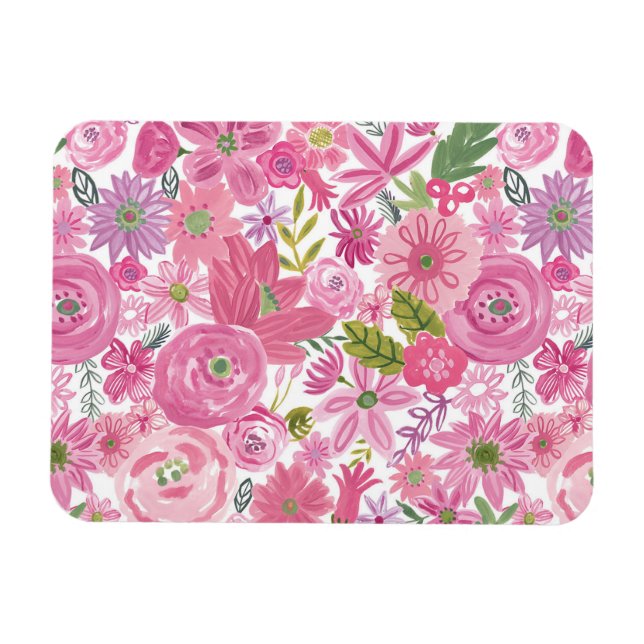 I Do Pink Watercolor Floral Pattern Magnet (Horizontal)