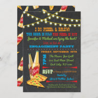 I do Pizza and Brew Engagement Party invitations