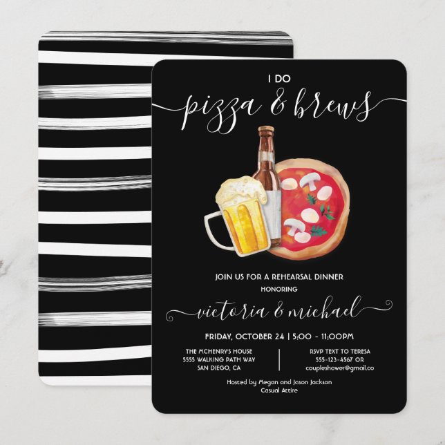 I do Pizza & Brews Rehearsal Dinner Invitation (Front/Back)