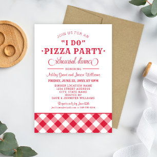 I Do Pizza Party Red Rehearsal Dinner Invitation