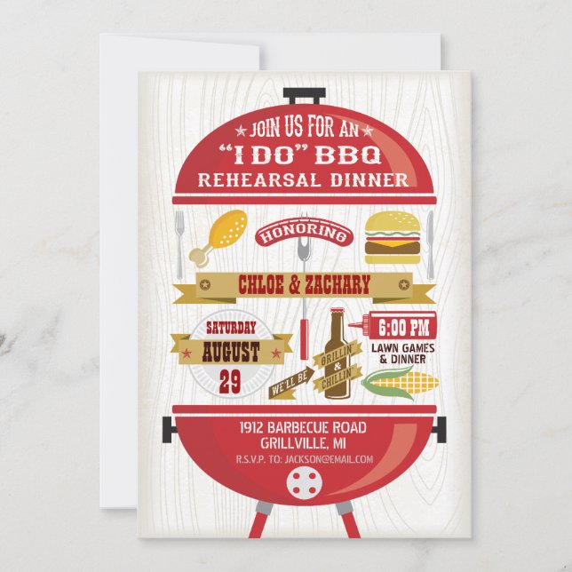 "I DO" Rehearsal Dinner BBQ Invitation I (Front)