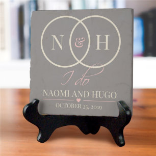 I Do Romantic Grey Tumbled Marble Plaque