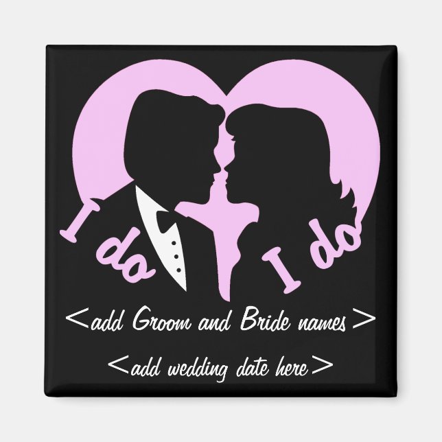I DO Silhouette Couple Wedding Favor Magnet (Front)