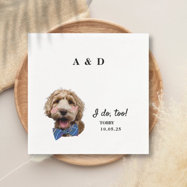 I Do Too Cute Cat Dog Photo Wedding Monogram  Napkins (Creator Uploaded)