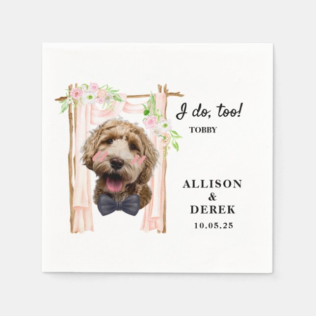I Do Too Cute Personalized Cat Dog Photo Wedding Napkins (Front)
