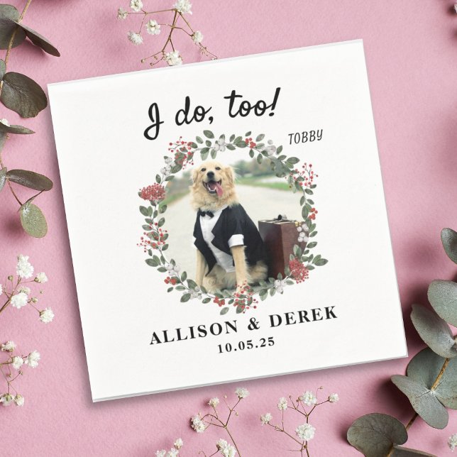 I Do Too Cute Template Cat Dog Photo Wedding Napkins (Creator Uploaded)