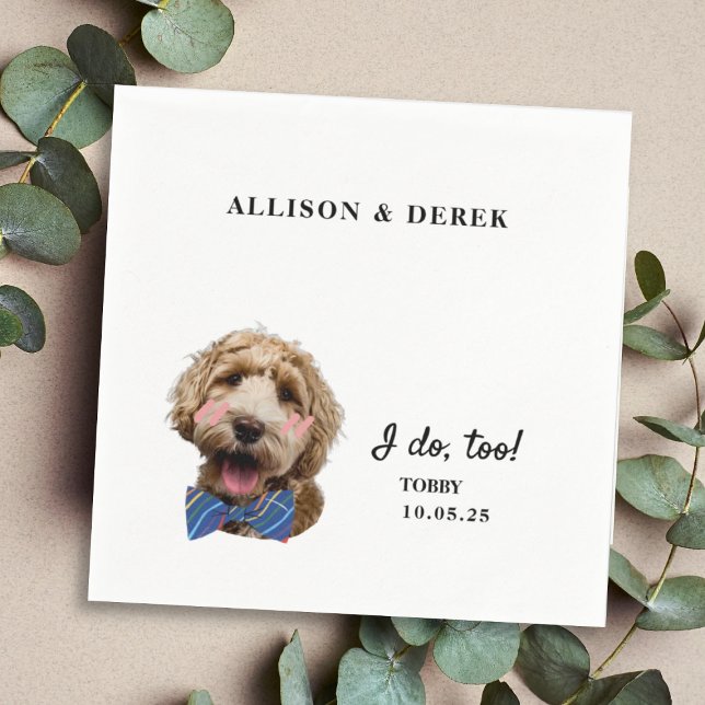 I Do Too Cute Template Cat Dog Photo Wedding Napkins (Creator Uploaded)