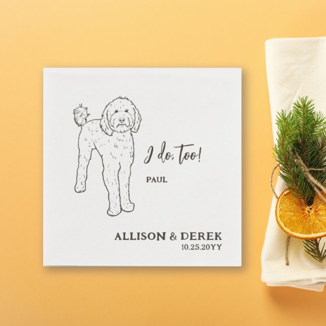 I Do Too Dog Personalized Goldendoodle Wedding Napkins (Creator Uploaded)
