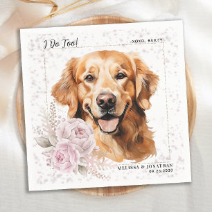 I Do Too Golden Retriever Pink Floral Dog Wedding Napkins