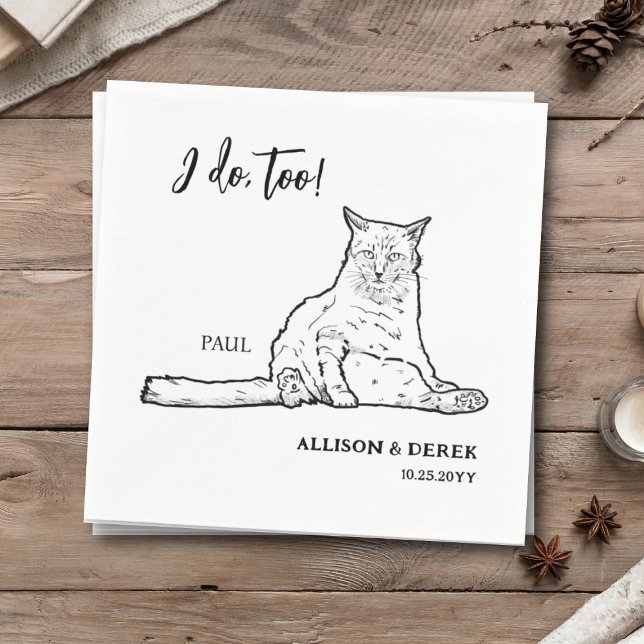 I Do Too Minimalist Dog Pet Cat Wedding Napkins (Creator Uploaded)