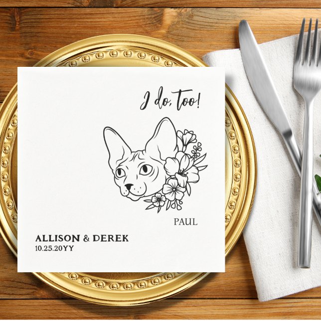 I Do Too Minimalist Pet Sphynx Cat Wedding Napkins (Creator Uploaded)