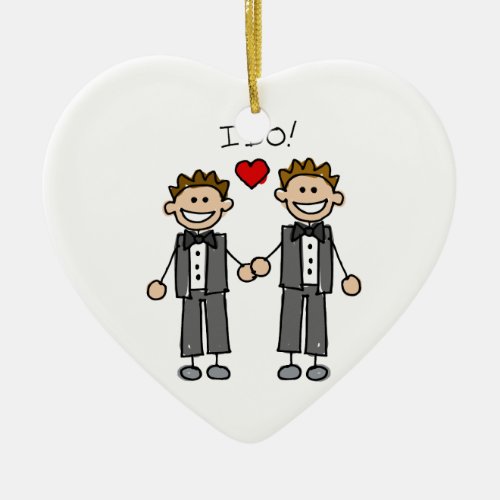 I Do Two grooms Ceramic Ornament