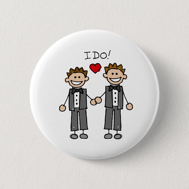 I Do Two grooms Pinback Button (Front)