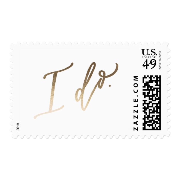 "I DO" Wedding Calligraphy Stamp // Gold Foil
