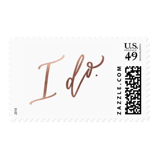 "I DO" Wedding Calligraphy Stamp // Rose Gold Foil