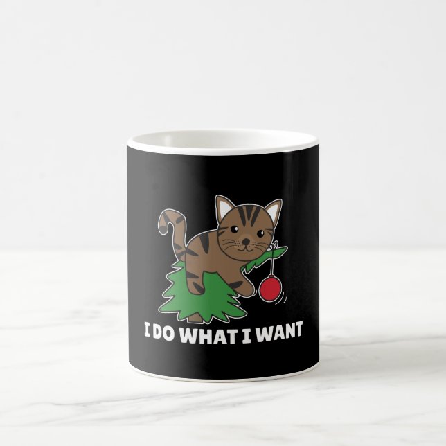 I Do What I Want A Funny Christmas Cat Coffee Mug (Center)