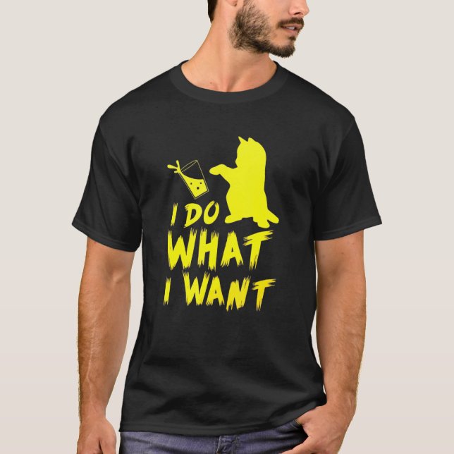 I Do What I Want Black Cat Graphic Top (Front)