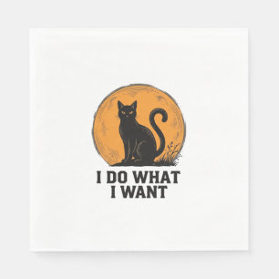 I Do What I Want Black Cat Vintage Shirt Design_1 Napkins