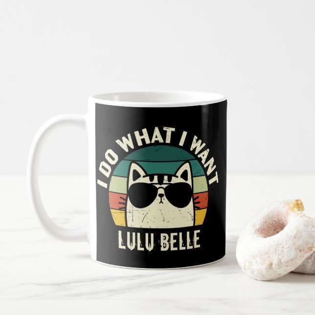 I Do What I Want Cat Lover Personalized Coffee Mug (With Donut)