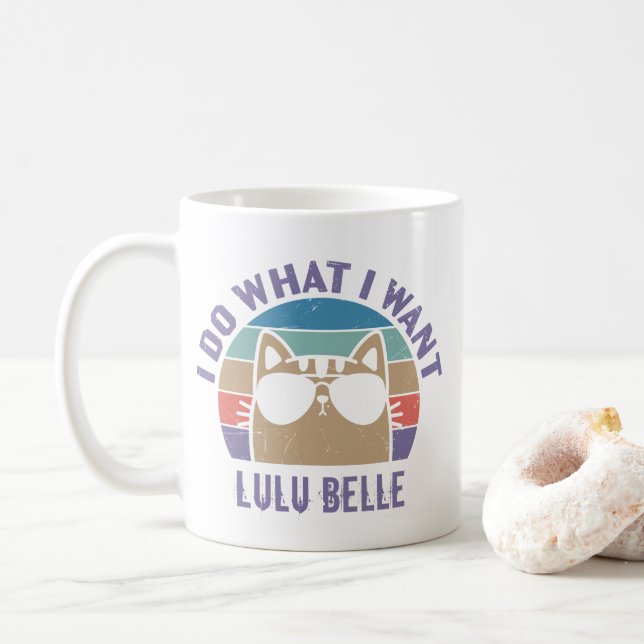 I Do What I Want Cat Lover Personalized Coffee Mug (With Donut)