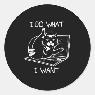 I Do What I Want Cat Memes Hacker Security Funny G Classic Round Sticker