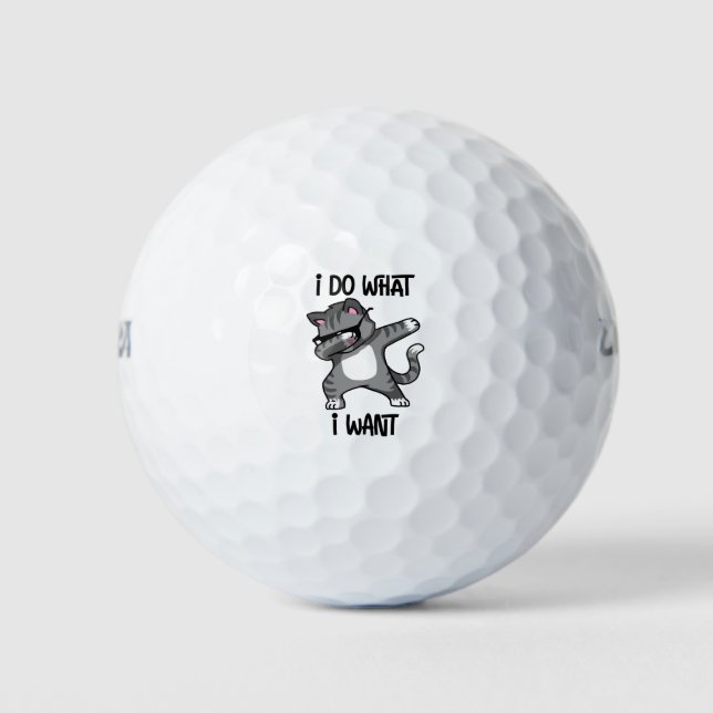 i do what i want cat owner golf balls (Front)