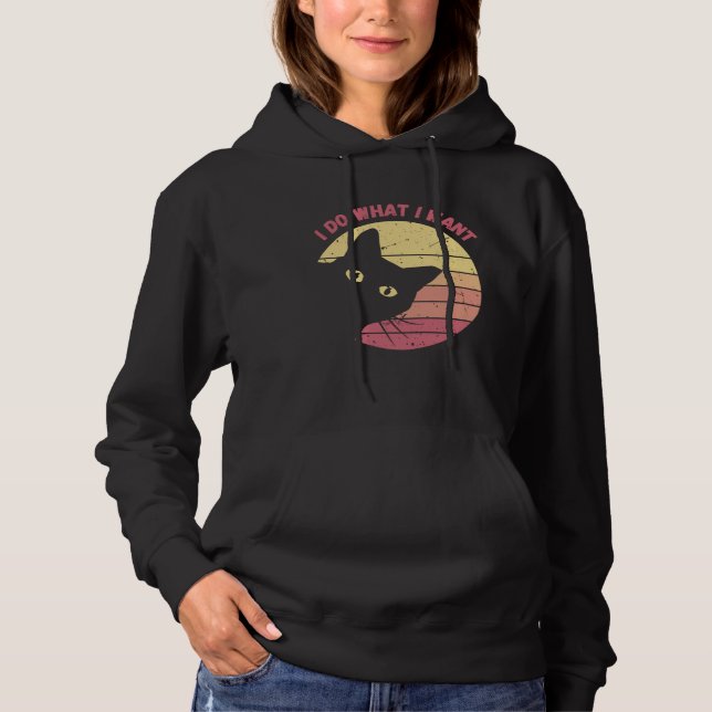 I Do What I Want Cat  Retro Cat    Cat  23 Hoodie (Front)