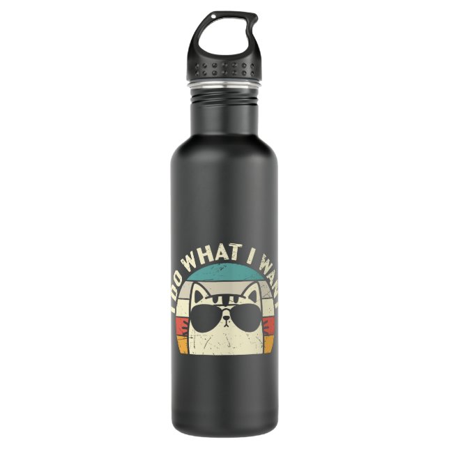 I Do What I Want Cat Stainless Steel Water Bottle (Front)