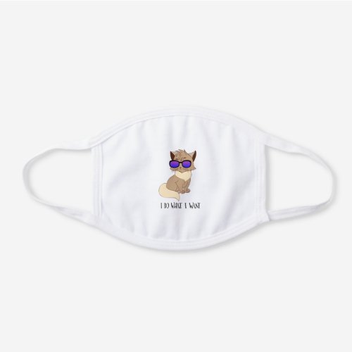 I do what I want Cute Cartoon Cat White Cotton Face Mask