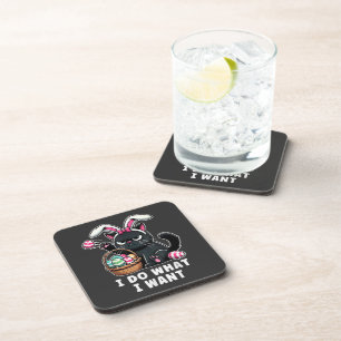 i do what i want Easter Cat Beverage Coaster